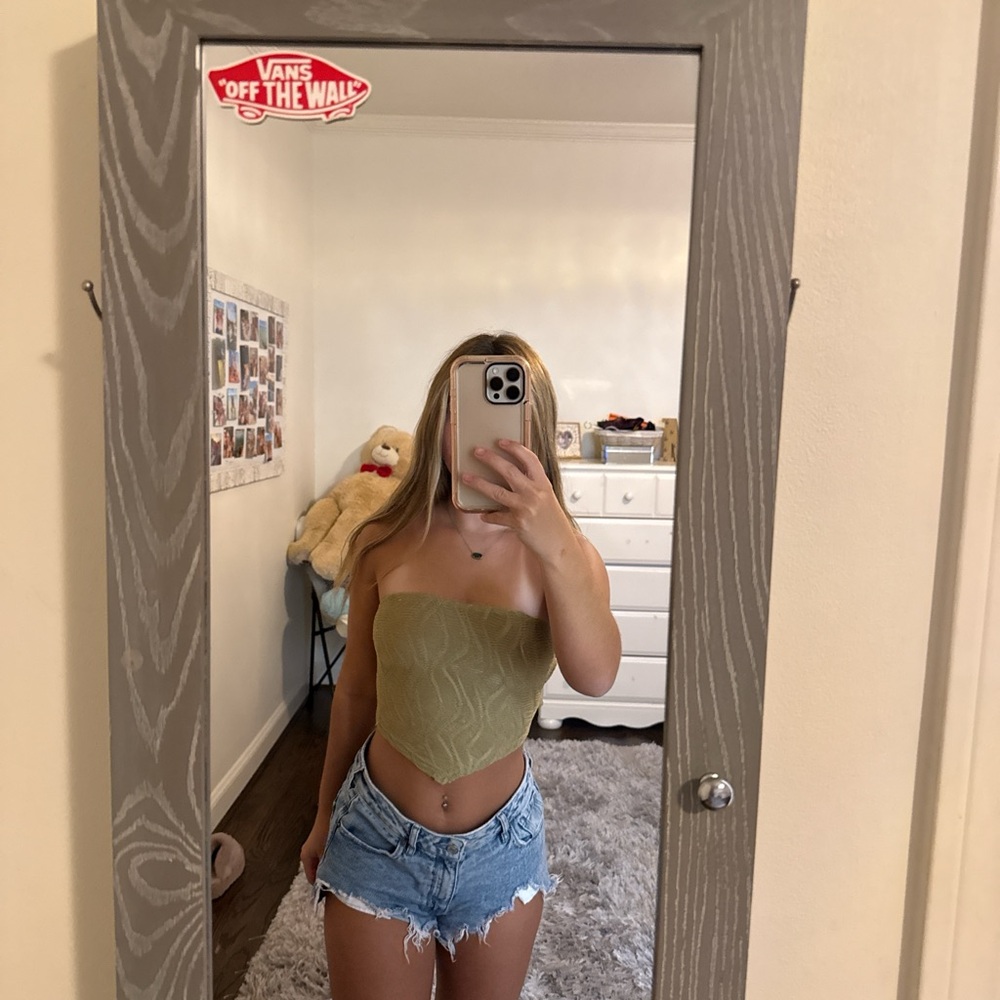 SHEIN Olive Green Strapless Tank Top